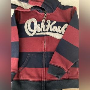 Oshkosh navy blue and burgundy, zipper hoodie with pockets in size 3T.